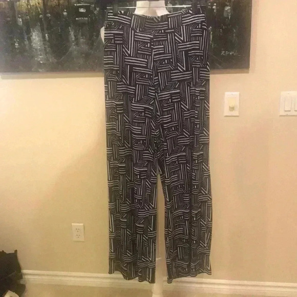 Blue and White Wide Leg Stretch Pull on Lightweight Pants -Size M - Picture 1 of 8